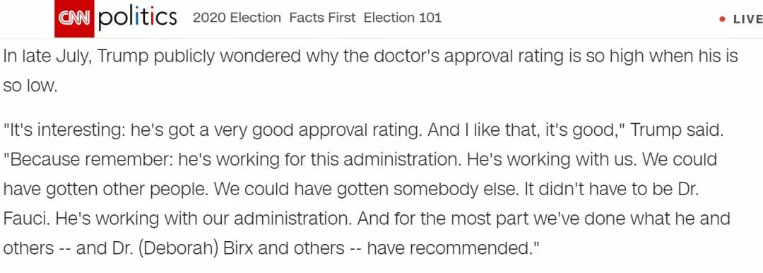 福奇本人怒了：特朗普，没你这么碰瓷的