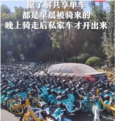 密集恐惧症慎点！私家车被共享单车层层包围引热议