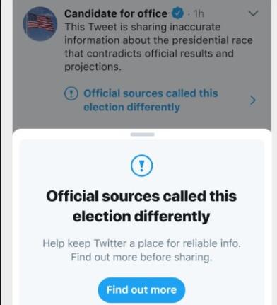 推特严令重申：总统候选人不得发推自行宣布获胜