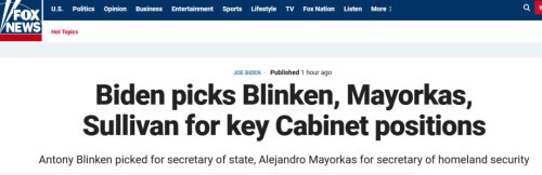 拜登宣布首批内阁成员名单 称“我们已没有时间可以浪费”