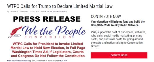 美国高官直言：特朗普应颁布戒严令，重新组织选举