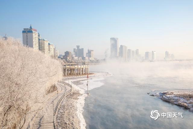美轮美奂！吉林松花江畔迎来新年首场雾凇