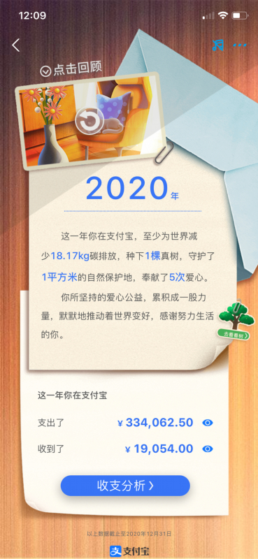 【支付宝年度账单来了】2020年，你支出的多还是入账的多?