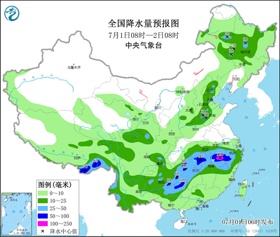 长江中下游等地强降雨持续 华南高温发展增多